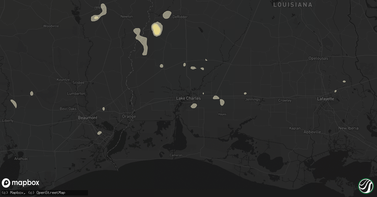 Hail map in Lake Charles, LA on July 7, 2026