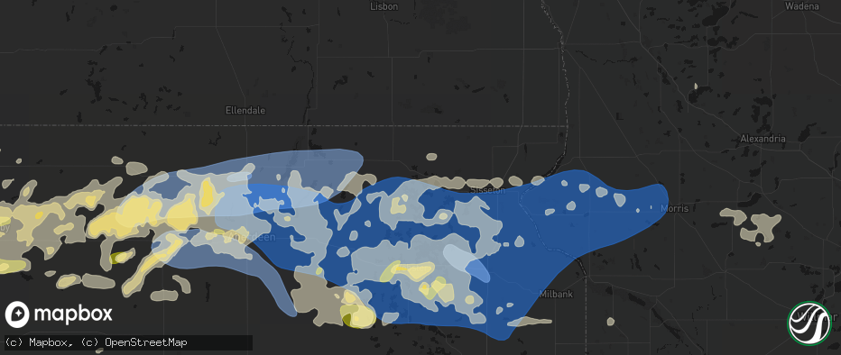 Hail map in Lake City, SD on July 7, 2026
