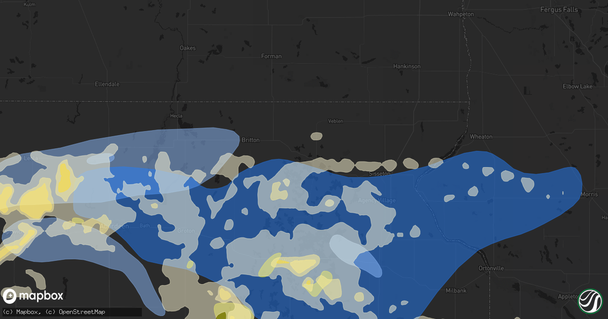 Hail map in Lake City, SD on July 7, 2026