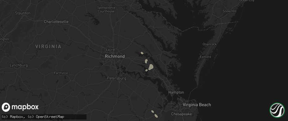 Hail map in Lanexa, VA on July 7, 2026