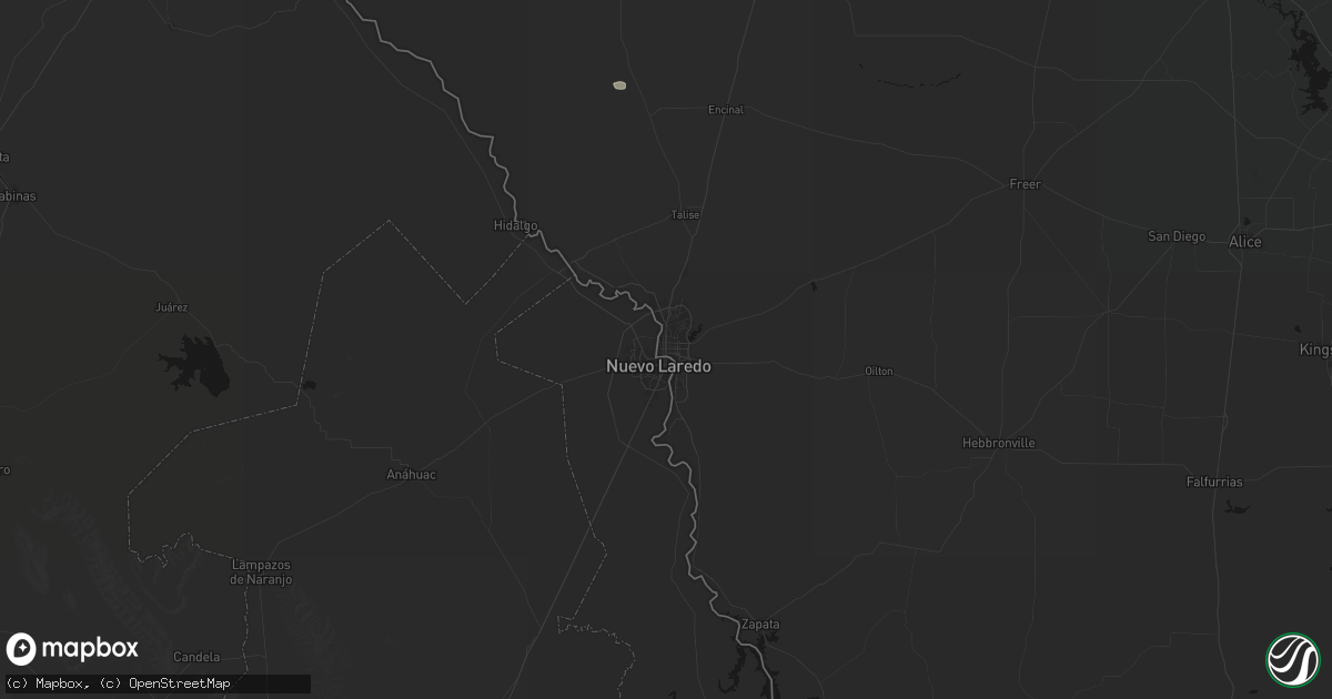 Hail map in Laredo, TX on July 7, 2026