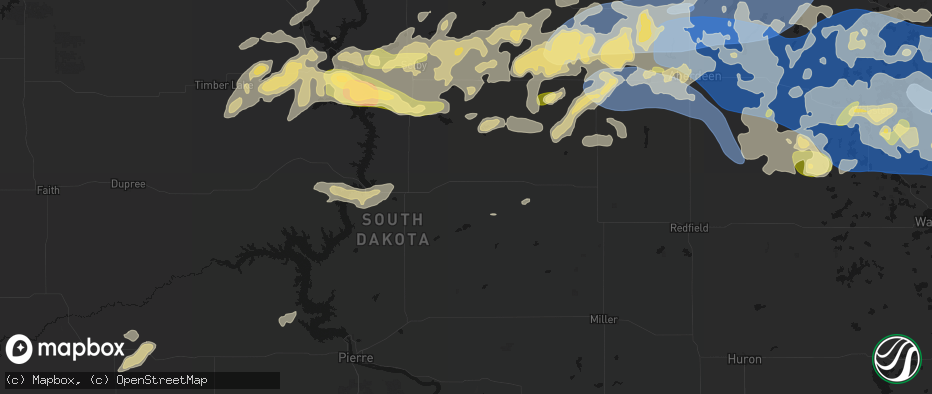 Hail map in Lebanon, SD on July 7, 2026