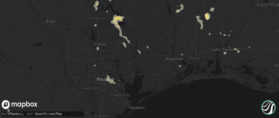 Hail map in Liberty, TX on July 7, 2026