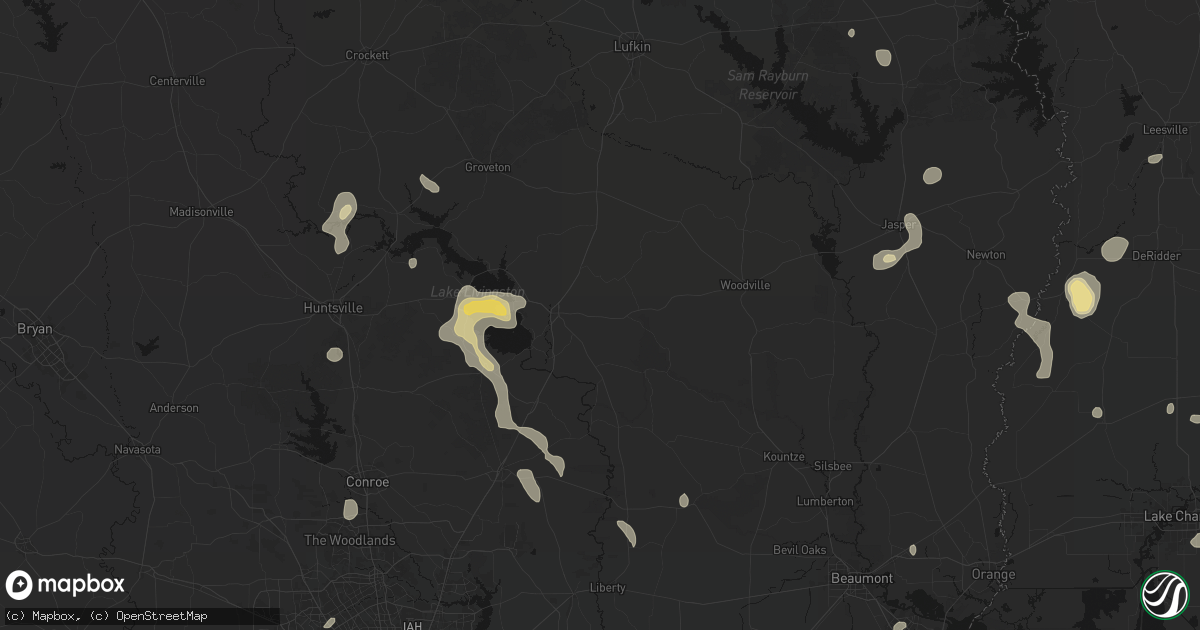 Hail map in Livingston, TX on July 7, 2026