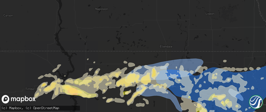 Hail map in Long Lake, SD on July 7, 2026