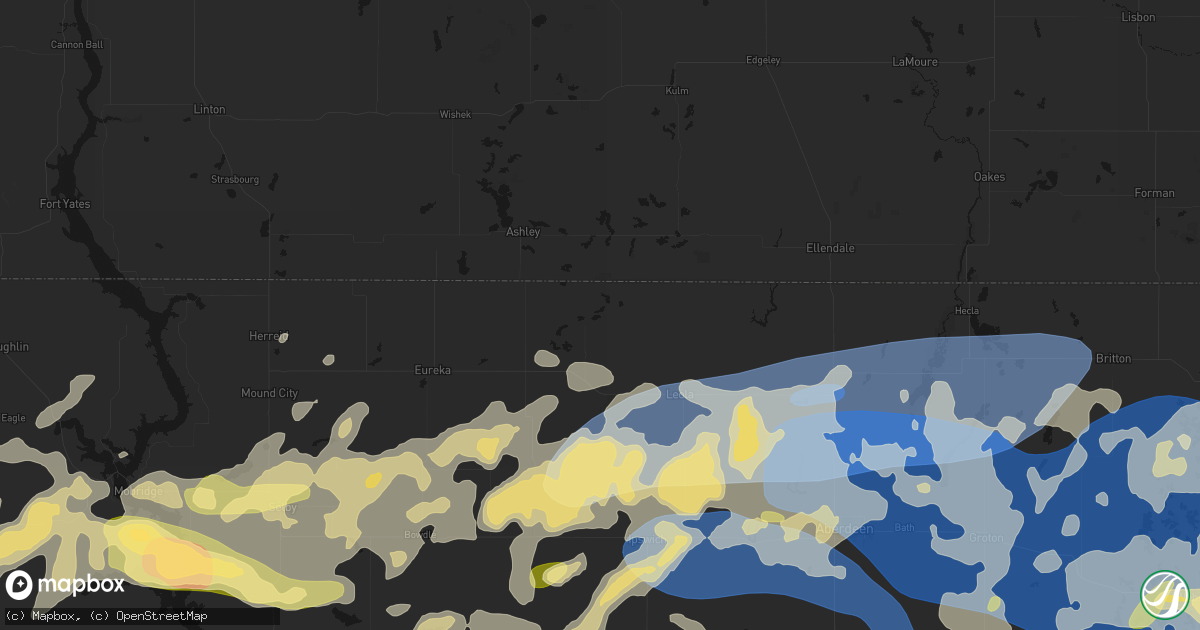 Hail map in Long Lake, SD on July 7, 2026