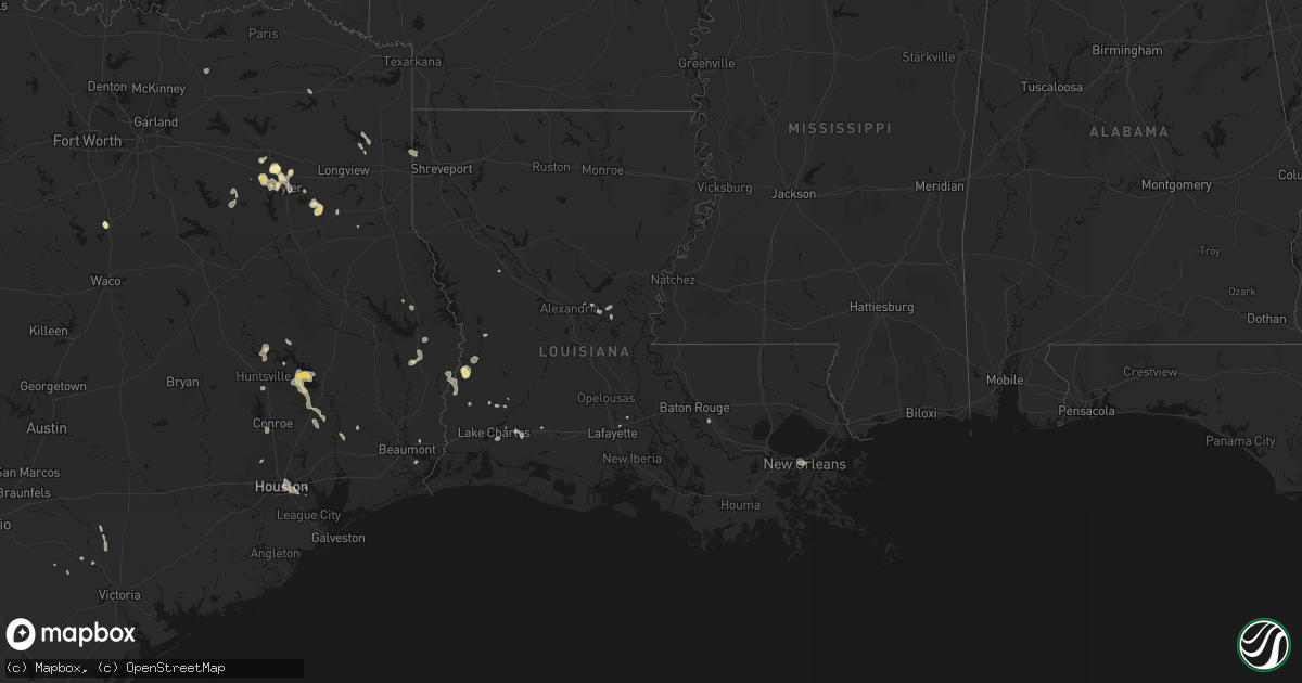 Hail map in Louisiana on July 7, 2026