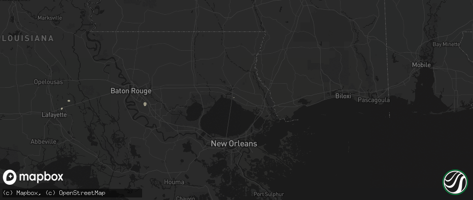 Hail map in Mandeville, LA on July 7, 2026