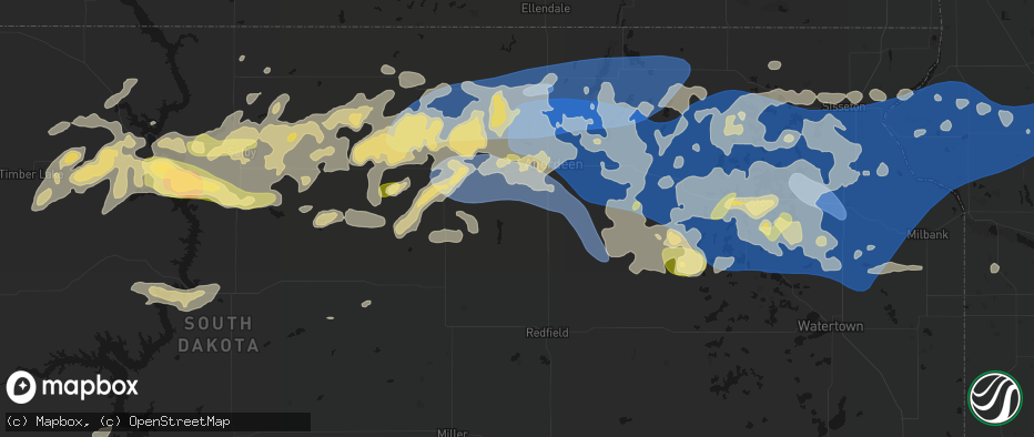 Hail map in Mansfield, SD on July 7, 2026