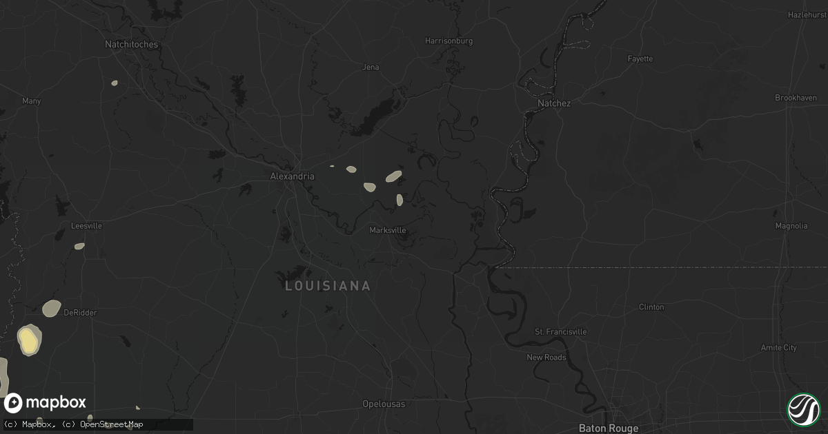 Hail map in Marksville, LA on July 7, 2026