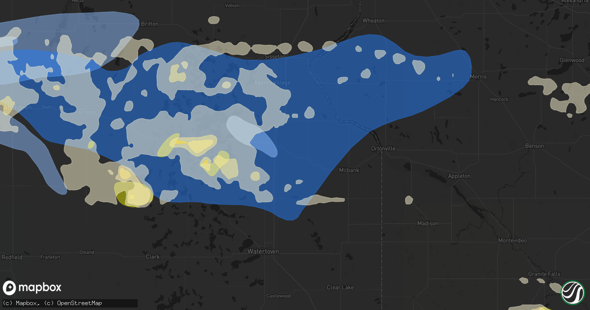 Hail map in Marvin, SD on July 7, 2026