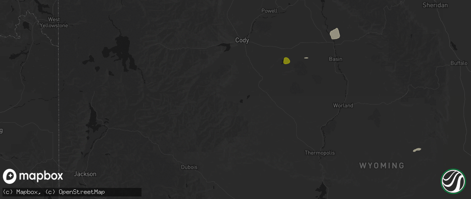 Hail map in Meeteetse, WY on July 7, 2026