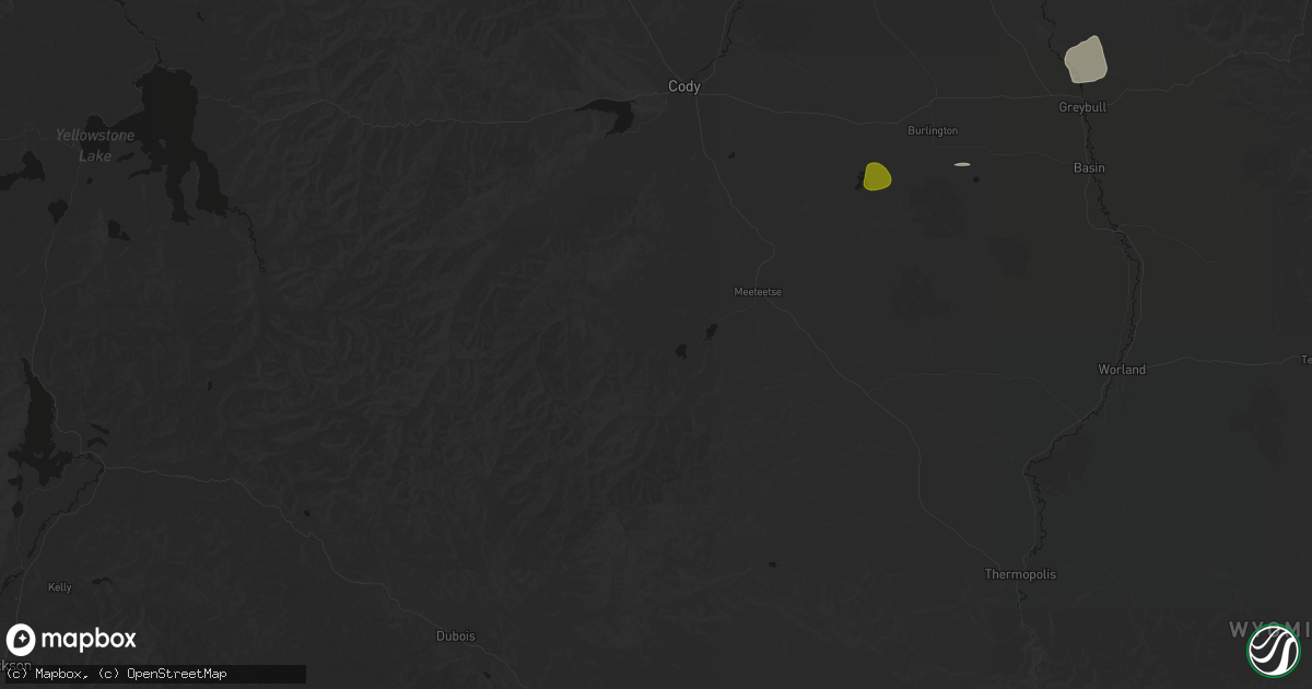 Hail map in Meeteetse, WY on July 7, 2026
