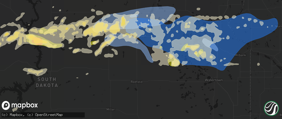 Hail map in Mellette, SD on July 7, 2026