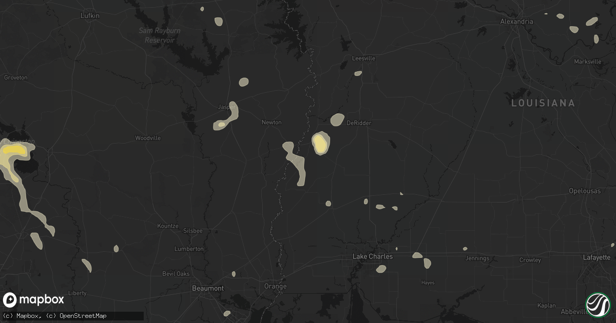 Hail map in Merryville, LA on July 7, 2026