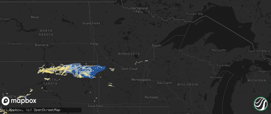 Hail map in Minnesota on July 7, 2026