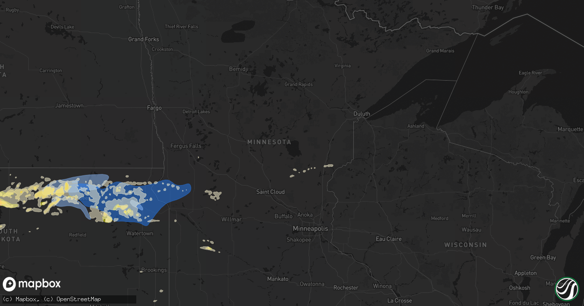 Hail map in Minnesota on July 7, 2026