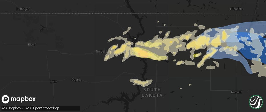 Hail map in Mobridge, SD on July 7, 2026
