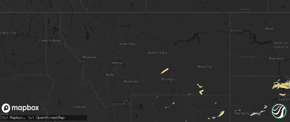 Hail map in Montana on July 7, 2026