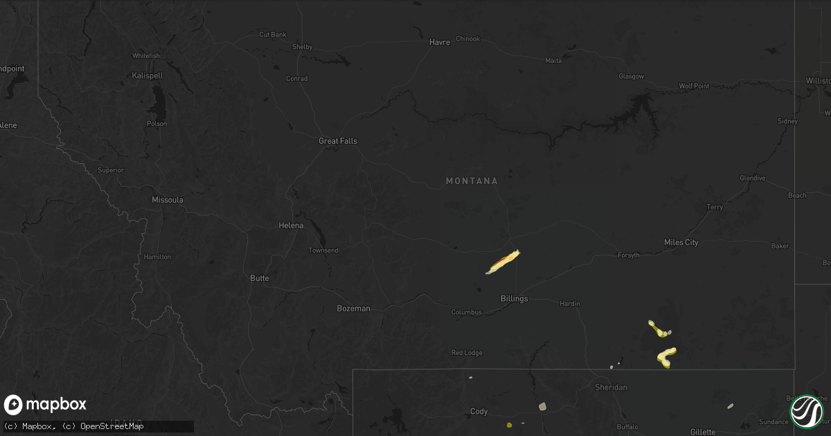 Hail map in Montana on July 7, 2026