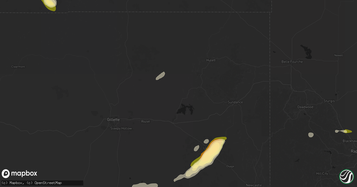 Hail map in Moorcroft, WY on July 7, 2026