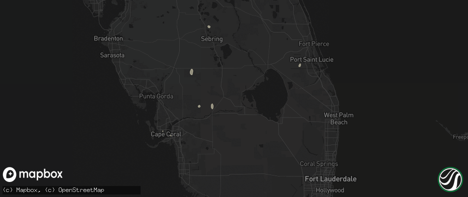 Hail map in Moore Haven, FL on July 7, 2026