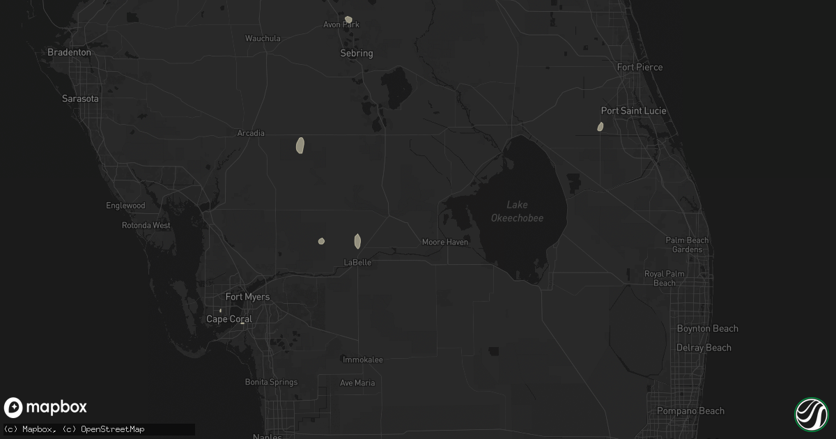 Hail map in Moore Haven, FL on July 7, 2026