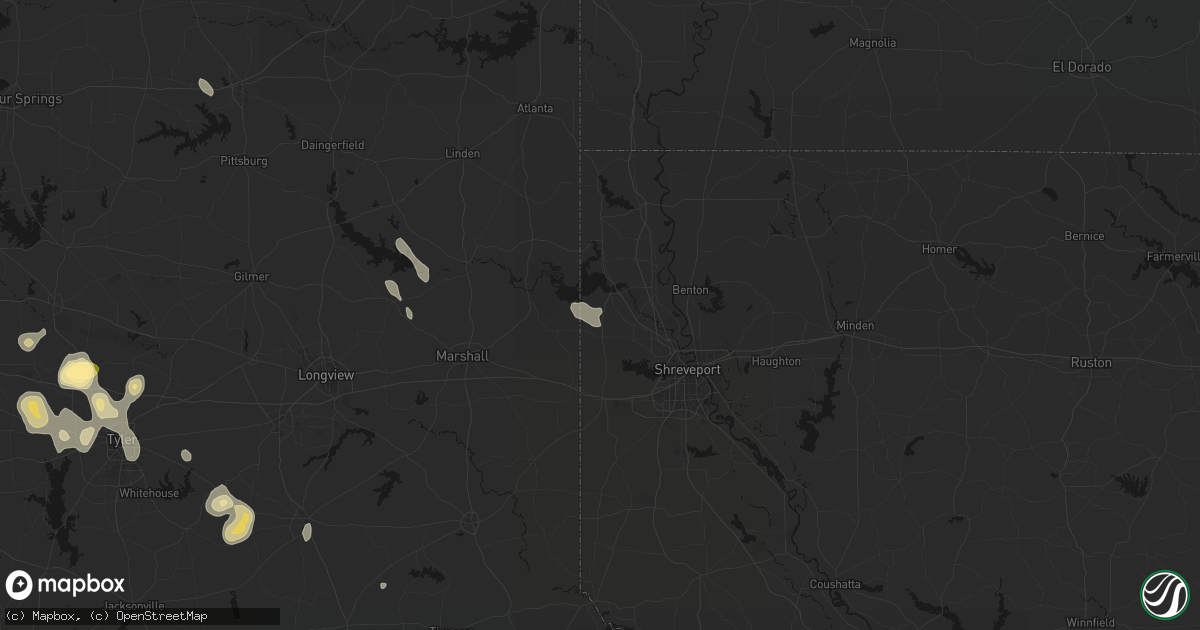 Hail map in Mooringsport, LA on July 7, 2026