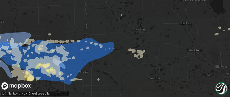 Hail map in Morris, MN on July 7, 2026