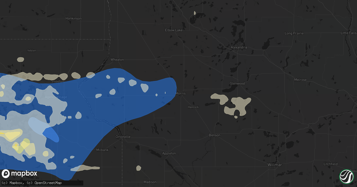 Hail map in Morris, MN on July 7, 2026
