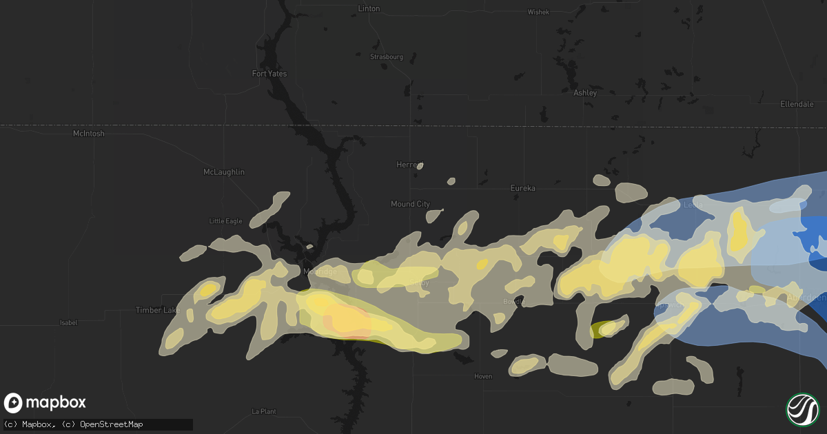 Hail map in Mound City, SD on July 7, 2026