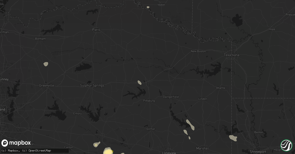 Hail map in Mount Pleasant, TX on July 7, 2026
