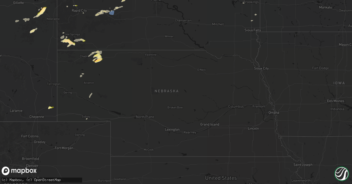 Hail map in Nebraska on July 7, 2026