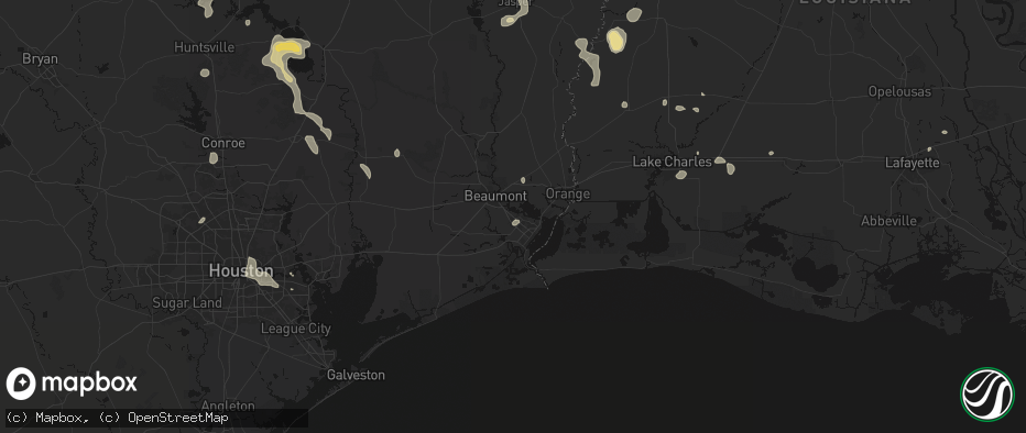Hail map in Nederland, TX on July 7, 2026