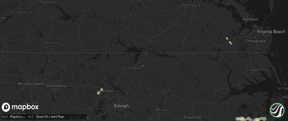 Hail map in Norlina, NC on July 7, 2026