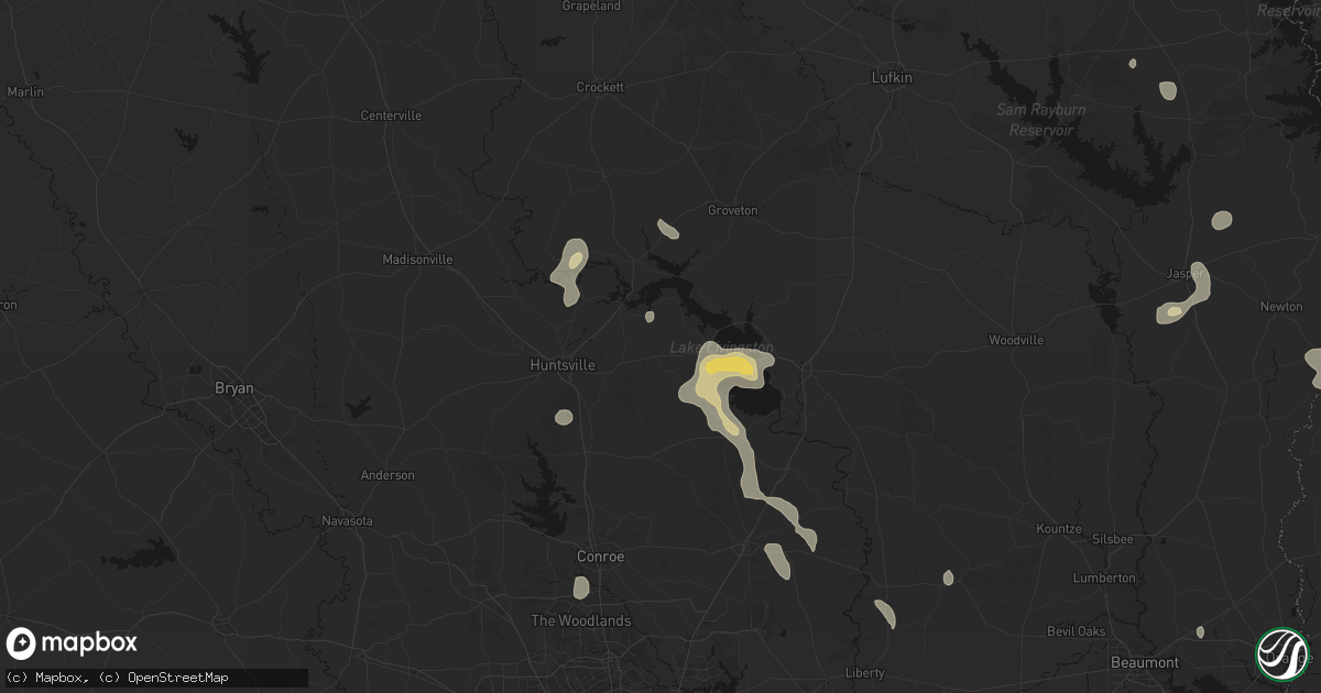 Hail map in Oakhurst, TX on July 7, 2026