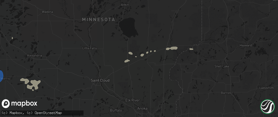Hail map in Ogilvie, MN on July 7, 2026