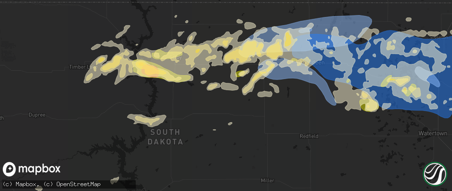 Hail map in Onaka, SD on July 7, 2026