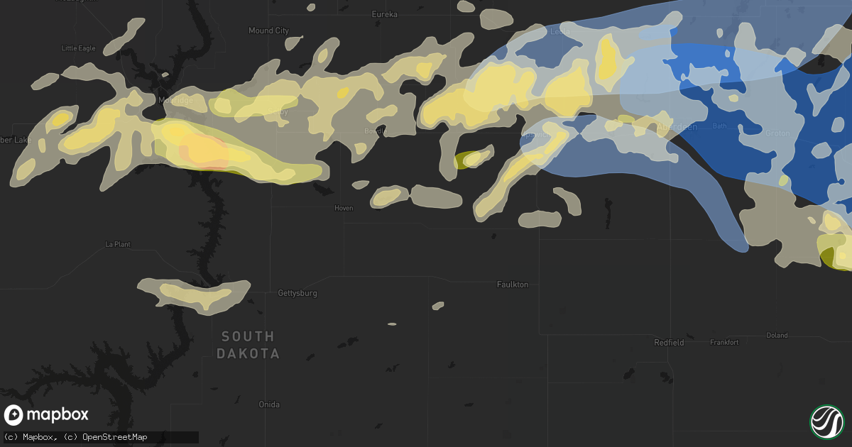 Hail map in Onaka, SD on July 7, 2026