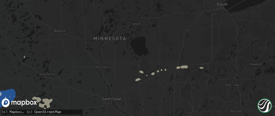 Hail map in Onamia, MN on July 7, 2026