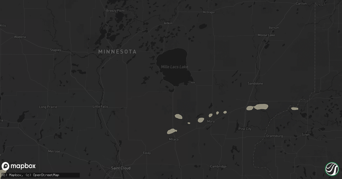 Hail map in Onamia, MN on July 7, 2026