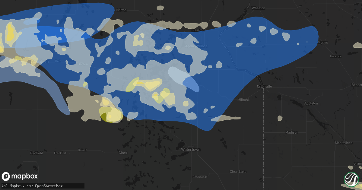 Hail map in Ortley, SD on July 7, 2026