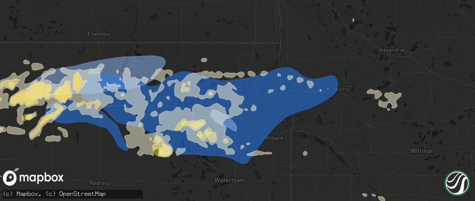Hail map in Peever, SD on July 7, 2026