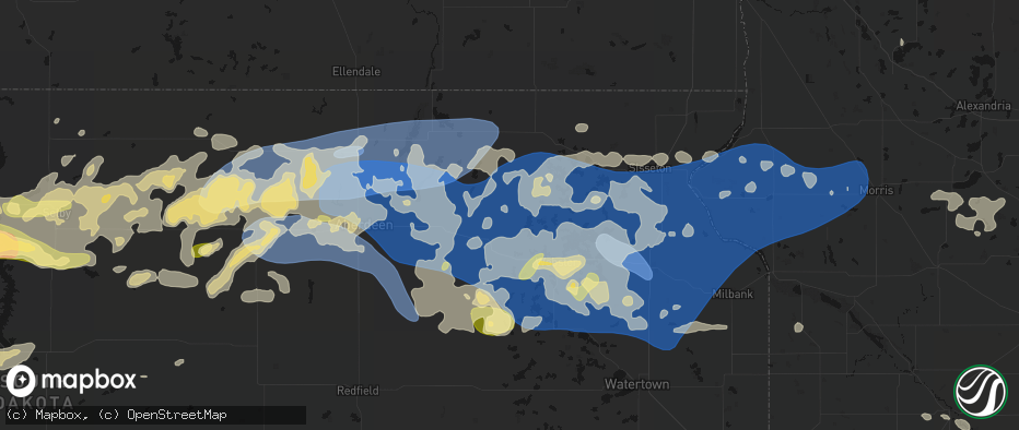 Hail map in Pierpont, SD on July 7, 2026