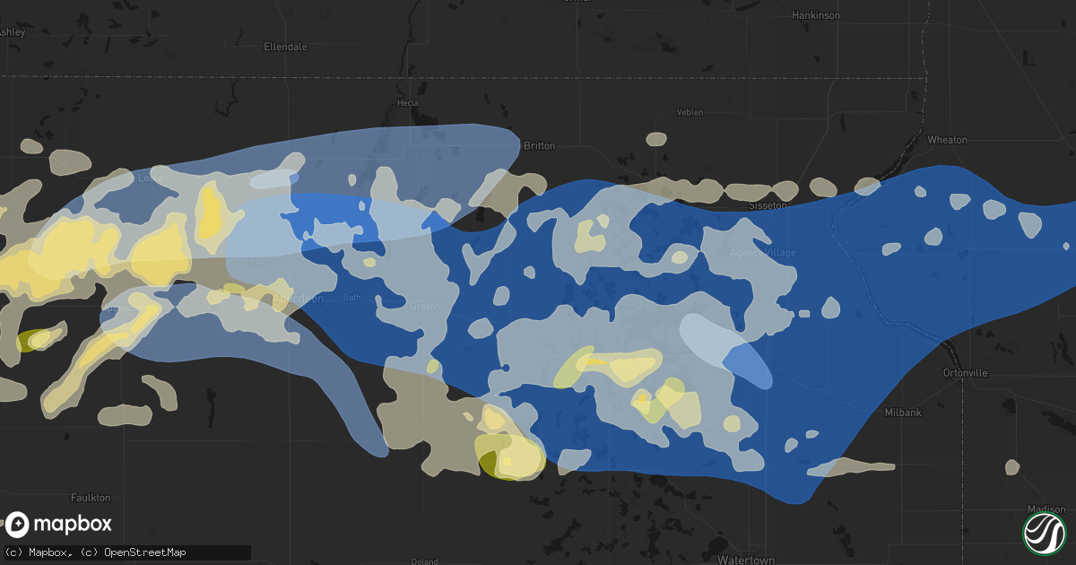Hail map in Pierpont, SD on July 7, 2026