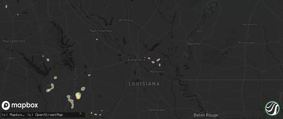 Hail map in Pineville, LA on July 7, 2026