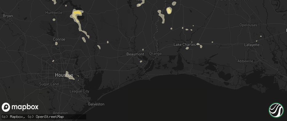 Hail map in Port Neches, TX on July 7, 2026