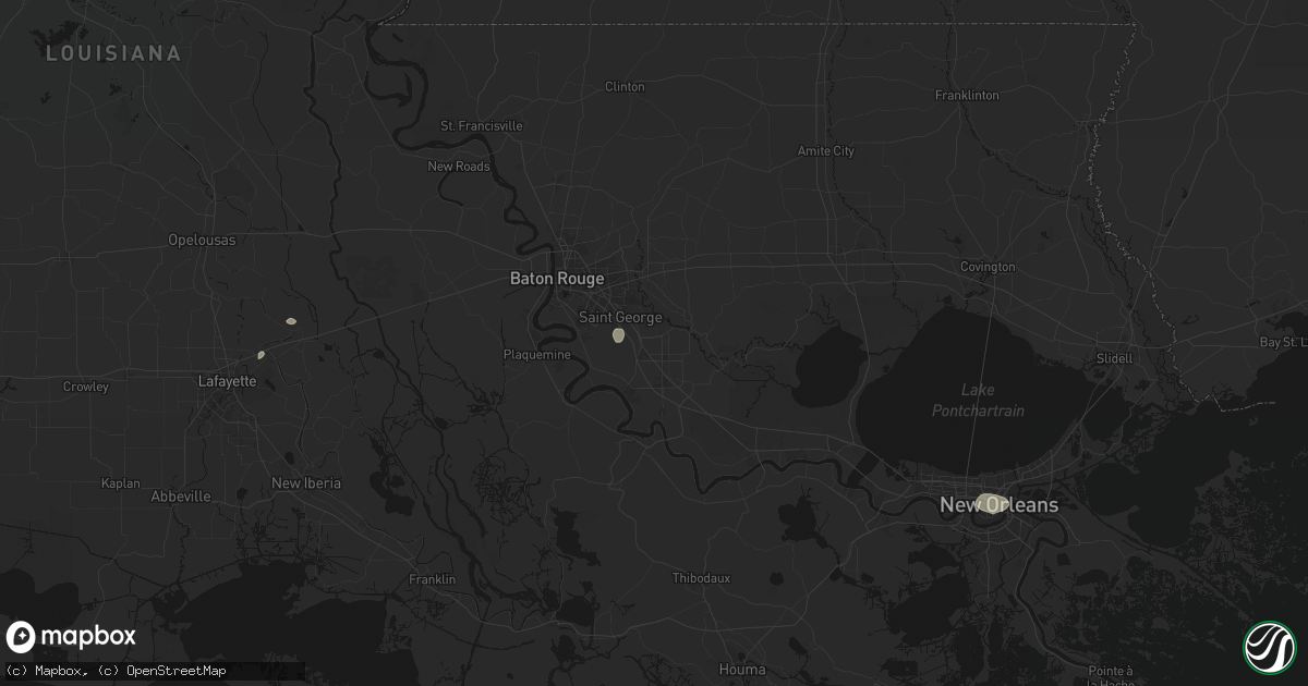 Hail map in Prairieville, LA on July 7, 2026
