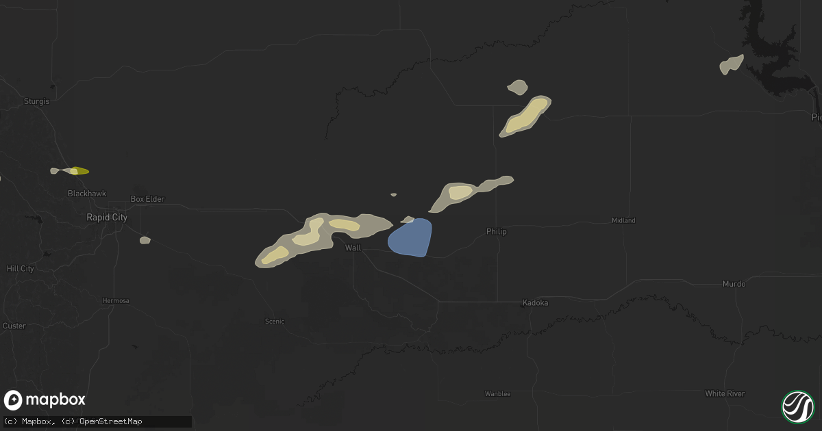 Hail map in Quinn, SD on July 7, 2026