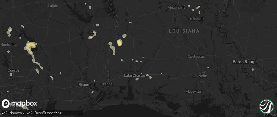 Hail map in Ragley, LA on July 7, 2026